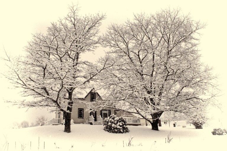 Farmhouse in winter